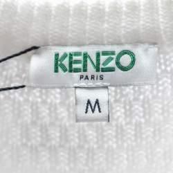 Pre Owned Kenzo White Cotton Knit Tiger Logo Detail Sweatshirt M