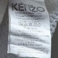 Pre Owned Kenzo White Cotton Knit Tiger Logo Detail Sweatshirt M