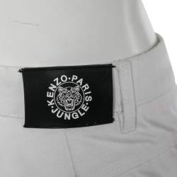 Pre Owned Kenzo Jungle White Denim Eyelet Cropped Jeans M