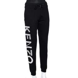 مملوكة مسبقًا Kenzo Black Logo Printed Knit Joggers S