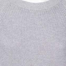 Kenzo Grey Knit Logo Trimmed Detailed Long Sleeve Sweater Dress S