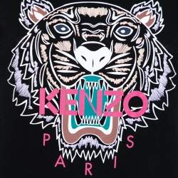 Pre Owned Kenzo Black Cotton Tiger Printed Short Sleeve T-Shirt S