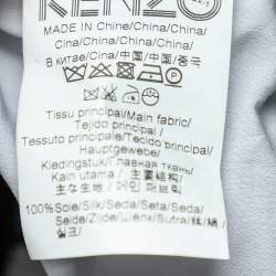 مملوكة مسبقًا جاكيت كينزو حرير طباعة وصلات أزرق زر أمامي مقاس كبير