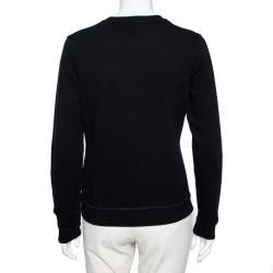 Pre Owned Kenzo Black Tiger Logo Embroidered Cotton Sweatshirt M