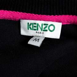Pre Owned Kenzo Black Tiger Logo Embroidered Cotton Sweatshirt M