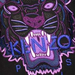 Pre Owned سويت شيرت برقبة مستديرة كينزو لوركس وقطن أسود طباعة نمر مقاس وسط -ميديوم