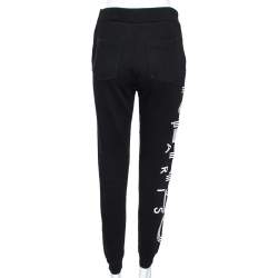 Pre Owned Kenzo Black Cotton Logo Printed Joggers XS