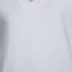 Pre Owned Kenzo White Cotton Logo Printed V-Neck Sweatshirt XS