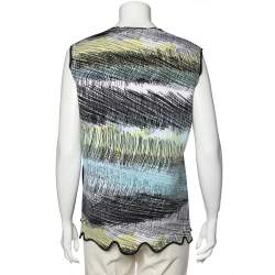 Kenzo Blue Neoprene Printed Sleeveless Oversized Top M