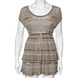 Kenzo Beige Wool & Mohair Tiered Mini Dress S