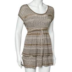 Kenzo Beige Wool & Mohair Tiered Mini Dress S