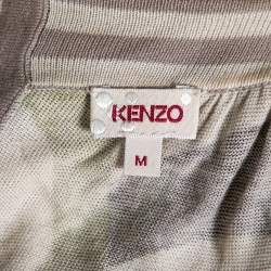 Pre Owned توب بلا أكمام كينزو حرير مطبوع متعدد الألوان حافة تريكة مضلع مقاس وسط - ميديوم