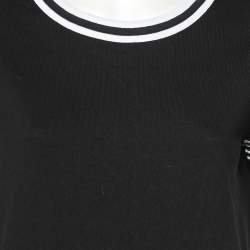 Pre Owned Kenzo Black Logo Printed Sleeve Detail Cotton Knit T-Shirt Dress M