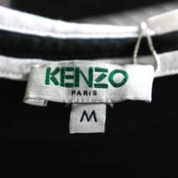 Pre Owned Kenzo Black Logo Printed Sleeve Detail Cotton Knit T-Shirt Dress M