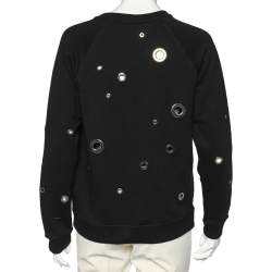 Pre Owned Kenzo Black Eyelet Cotton Knit Sweatshirt S