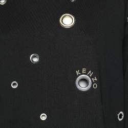 Pre Owned Kenzo Black Eyelet Cotton Knit Sweatshirt S