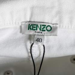 Pre Owned Kenzo White Stretch Denim Tapered Jeans M