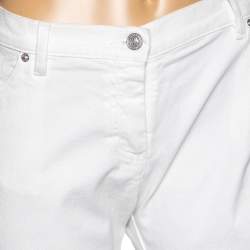 Pre Owned Kenzo White Stretch Denim Tapered Jeans M
