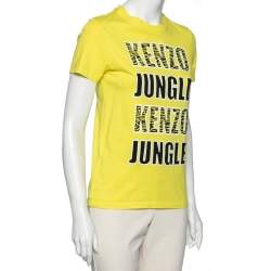 Pre Owned Kenzo Yellow Kenzo Jungle Printed Cotton Top M