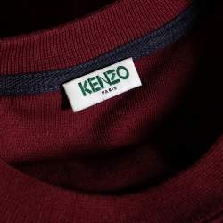 Pre Owned Kenzo Burgundy Tiger Embroidered Cotton Crew Neck Sweatshirt XS