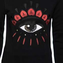 Pre Owned Kenzo Black Cotton Eye Embroidered Sweatshirt S