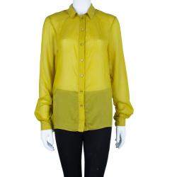 Pre Owned Kenzo Yellow Cotton Blend Shirt M