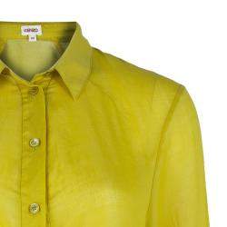 Pre Owned Kenzo Yellow Cotton Blend Shirt M