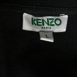 Pre Owned Kenzo Black Cotton Logo Band Detailed Short Sleeve Midi T-Shirt Dress L