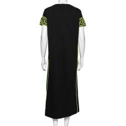 Pre Owned Kenzo Black Cotton Logo Band Detailed Short Sleeve Midi T-Shirt Dress L