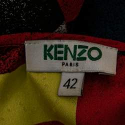 Pre Owned Kenzo Multicolor Printed Silk Top L