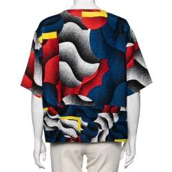 Pre Owned Kenzo Multicolor Printed Silk Top L