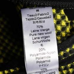 Pre Owned Kenzo Yellow & Black Textured Knit Paneled Short Coat M