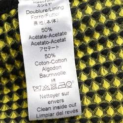 Pre Owned Kenzo Yellow & Black Textured Knit Paneled Short Coat M