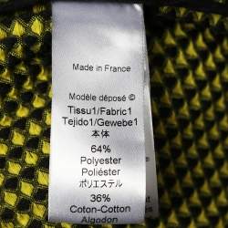Pre Owned Kenzo Yellow & Black Textured Knit Paneled Short Coat M