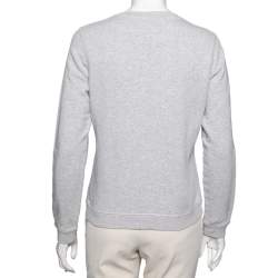 Pre Owned Kenzo Grey Tiger Embroidered Cotton Crew Neck Long Sleeve Sweater M