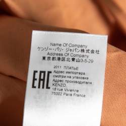 Pre Owned Kenzo Orange Cotton Drawstring Waist Tie Detail Shirt Dress S