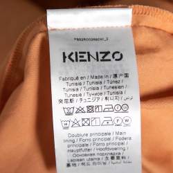 Pre Owned Kenzo Orange Cotton Drawstring Waist Tie Detail Shirt Dress S