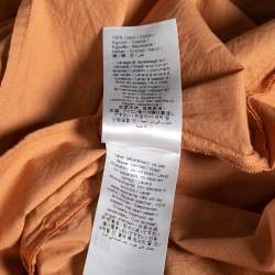 Pre Owned Kenzo Orange Cotton Drawstring Waist Tie Detail Shirt Dress S