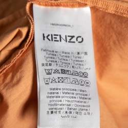 Pre Owned Kenzo Orange Cotton Drawstring Waist Tie Detail Shirt Dress S
