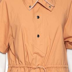 Pre Owned Kenzo Orange Cotton Drawstring Waist Tie Detail Shirt Dress S