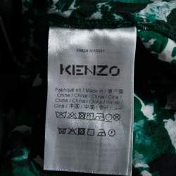 Pre Owned Kenzo Green Fleur Camo Printed Cotton & Silk Shirt Dress M