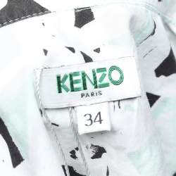 Pre Owned Kenzo Multicolor Brushed Palm Tree Printed Cotton Button Front Shirt S