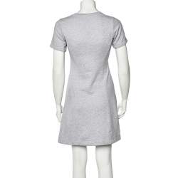 Pre Owned Kenzo Grey Mélange Paisley Embroidered Flared Dress XS