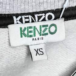 Pre Owned Kenzo Grey Mélange Paisley Embroidered Flared Dress XS