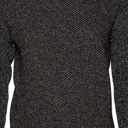 Pre Owned Kenzo Black Lurex Knit Ruffle Trimmed Round Neck Jumper XS