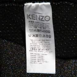 Pre Owned Kenzo Black Lurex Knit Ruffle Trimmed Round Neck Jumper XS