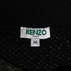 Pre Owned Kenzo Black Patterned Lurex Knit Midi Pencil Skirt M