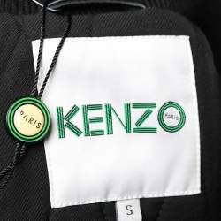 Pre Owned Kenzo Black Wool Logo Patch Varsity Bomber Jacket S