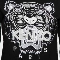 Pre Owned Kenzo Black Cotton Tiger Embroidered Long Sleeve Jumper S