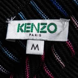 Pre Owned Kenzo Black Knit Rainbow Pleated Midi Skirt M